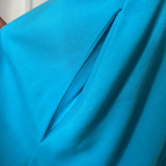 NEW NY&Co Turquiose and Piped Black Flare V Neck Dress Women's Size S - Picture 6 of 6